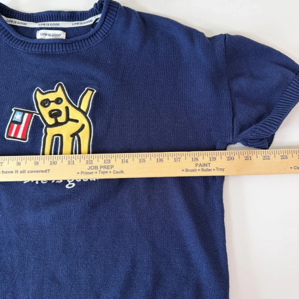 Life is Good Rocket Dog Patriotic Short Sleeve Sweater M Celebration Holiday - Picture 3 of 7